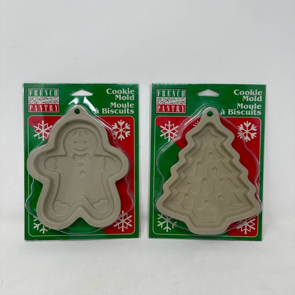 NEW French Pantry Ceramic Christmas Cookie Molds (2)